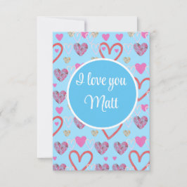 Valentine Red Happy heart romance graphic サンキューカード