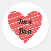 Valentine Red Happy heart romance graphic ラウンドシール (正面)