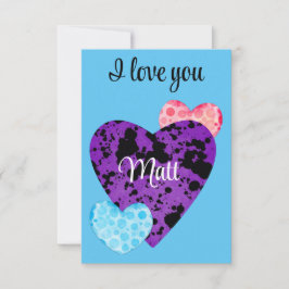 Valentine Red Happy hearts romance graphic サンキューカード