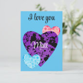 Valentine Red Happy hearts romance graphic サンキューカード (スタンド正面)