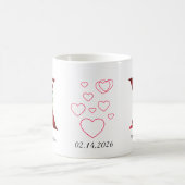 Valentine Red Heart Floral Letter X Initial Mug コーヒーマグカップ (中央)