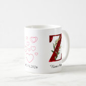 Valentine Red Heart Floral Letter Z Initial Mug コーヒーマグカップ (正面右)