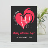  Valentine Red Heart Love Card. Custom Text & Name シーズンカード (スタンド正面)