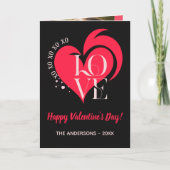  Valentine Red Heart Love. Custom Text & Photo カード (正面)