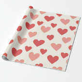 Valentine Red Heart Pattern Wrapping Paper ラッピングペーパー (アンロールド)
