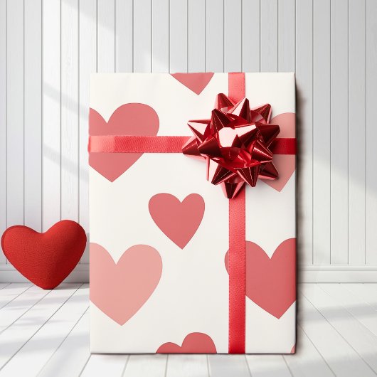 Valentine Red Heart Pattern Wrapping Paper ラッピングペーパー