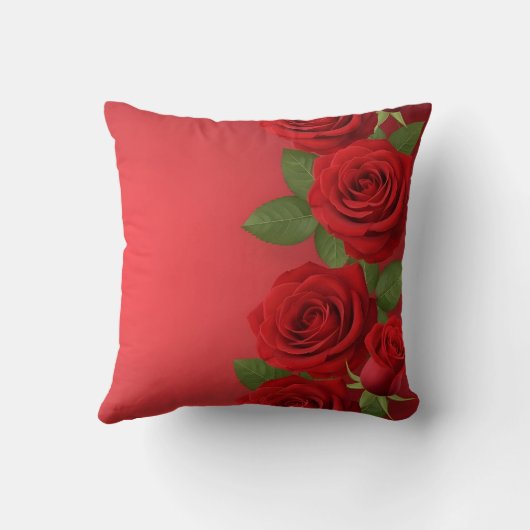 valentine red rose background romantic design クッション (裏面)