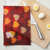 Valentine Romantic Heart Pattern  キッチンタオル (四つ折り)