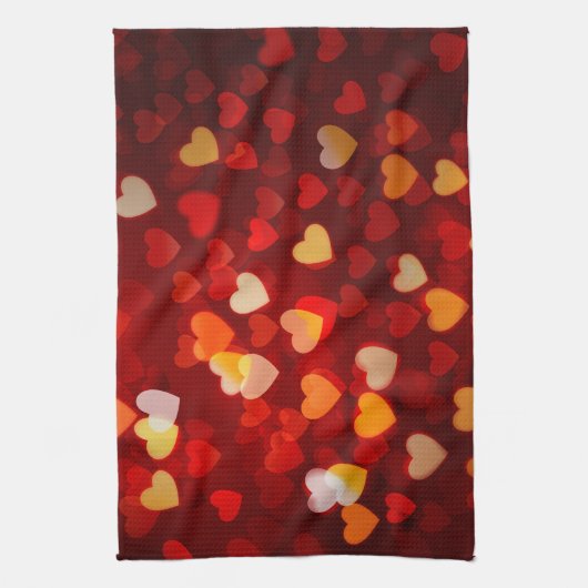 Valentine Romantic Heart Pattern  キッチンタオル (縦)