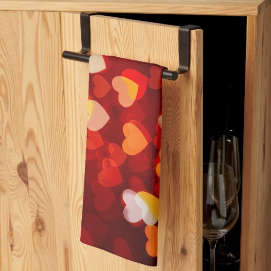 Valentine Romantic Heart Pattern  キッチンタオル (三つ折り)