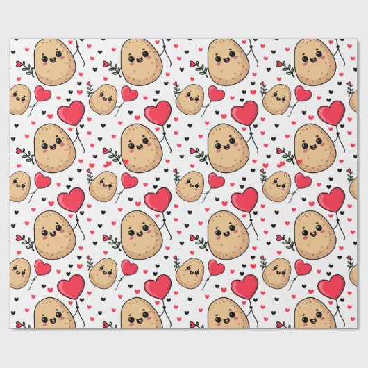 Valentine Romantic Potato ラッピングペーパー (フラット)