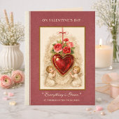 Valentine Roses Angels St. Therese Heart Cross カード