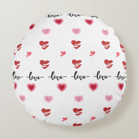 Valentine Round Pillow love text ラウンドクッション (正面)