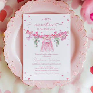 Valentine’s Baby Shower Invitation, Pink Heart 招待状