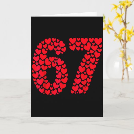 Valentine’s Day 67 Filled With Heart Funny Six Sev カード (黄色い花)