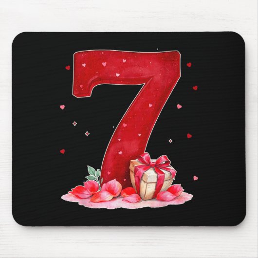 Valentine’s Day 67 Filled With Heart Funny Six Sev マウスパッド (正面)
