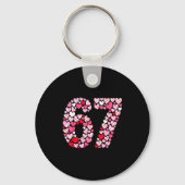 Valentine’s Day 67 Hearts Romantic Funny Six Seven キーホルダー (正面)