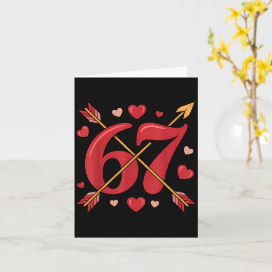 Valentine’s Day 67 Meme Filled With Hearts Funny S カード (黄色い花)