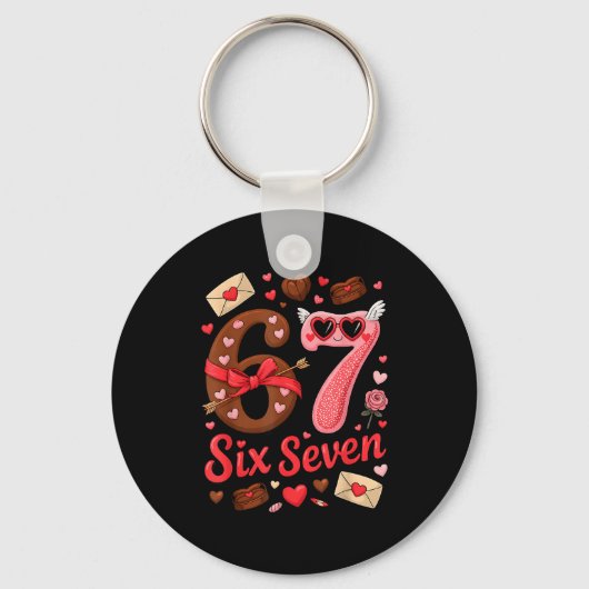 Valentine’s Day 67 Meme Filled With Hearts Funny S キーホルダー (正面)