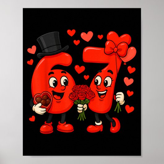 Valentine’s Day 67 Meme Filled With Hearts Funny S ポスター (正面)