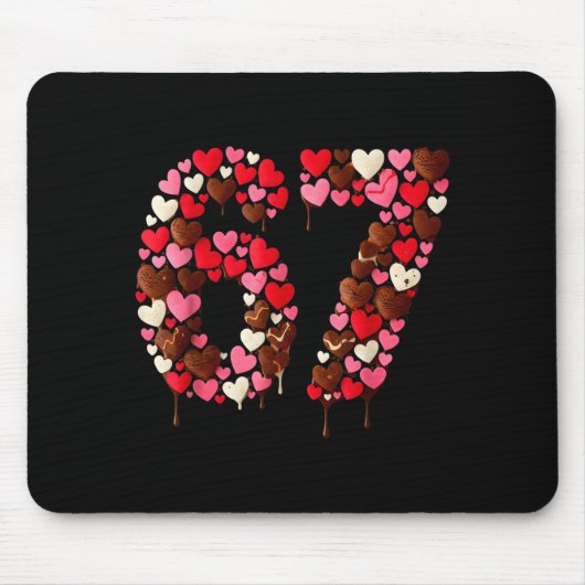 Valentine’s Day 67 Meme Filled With Hearts Funny S マウスパッド (正面)