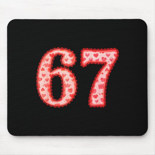 Valentine’s Day 67 Meme Filled With Hearts Funny S マウスパッド (正面)