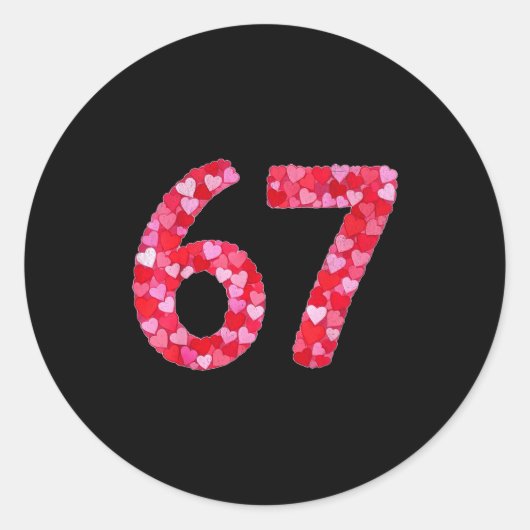 Valentine’s Day 67 Meme Filled With Hearts Funny S ラウンドシール (正面)