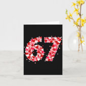 Valentine’s Day 67 Meme With Hearts Funny Six Seve カード (黄色い花)