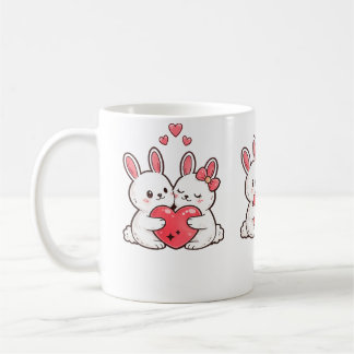 Valentine’s Day Bunny Mug | Cute Couple Bunnies  コーヒーマグカップ
