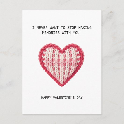 Valentine’s Day Card – Knit Heart Design ポストカード (正面)