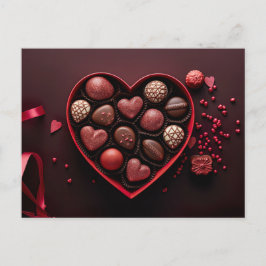 valentine`s day chocolates in a heart shaped box ポストカード