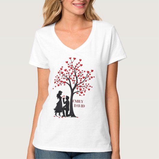 Valentine’s Day Couple Gift – Women’s V-Neck T-Shi Tシャツ (正面)