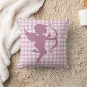 Valentine’s Day Cupid Pink and White Plaid Gingham クッション (ブランケット)
