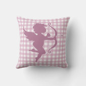 Valentine’s Day Cupid Pink and White Plaid Gingham クッション (裏面)