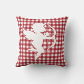 Valentine’s Day Cupid Red and White Plaid Gingham クッション (裏面)