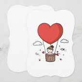 Valentine’s Day Cute Red Heart Balloon Women’s Cro 招待状 (正面/裏面)