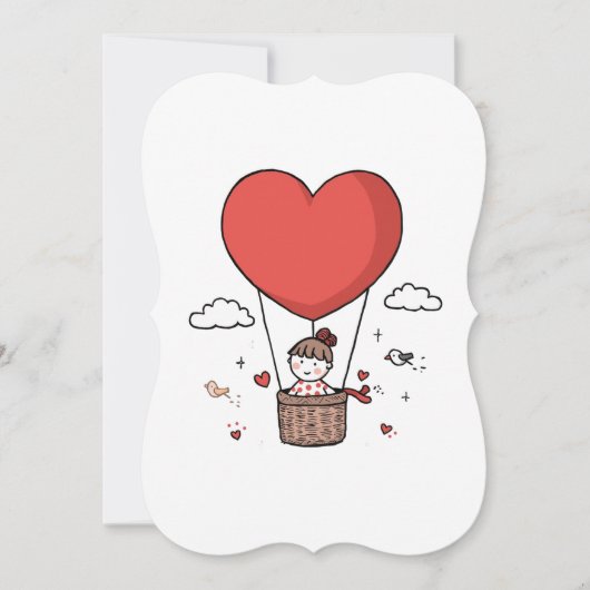 Valentine’s Day Cute Red Heart Balloon Women’s Cro 招待状 (正面)