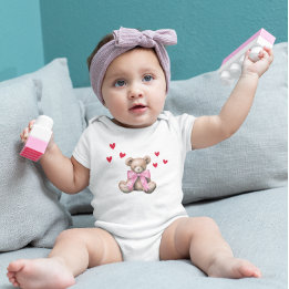 Valentine’s Day Cute Teddy Bear Baby Bodysuit ベビーTシャツ