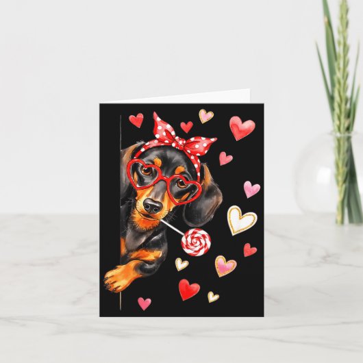 Valentine’s Day Dog Cute Dachshund Dogs For Dog Mo カード (正面)