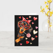Valentine’s Day Dog Cute Dachshund Dogs For Dog Mo カード (黄色い花)