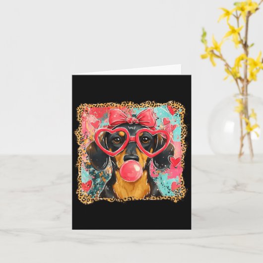 Valentine’s Day Dog Cute Dachshund Dogs For Dog Mo カード (黄色い花)