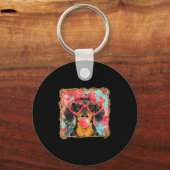 Valentine’s Day Dog Cute Dachshund Dogs For Dog Mo キーホルダー (正面)
