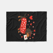 Valentine’s Day Dog Cute Dachshund Dogs For Dog Mo フリースブランケット (正面(横))