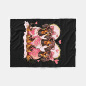 Valentine’s Day Dog Cute Dachshund Dogs For Dog Mo フリースブランケット (正面(横))