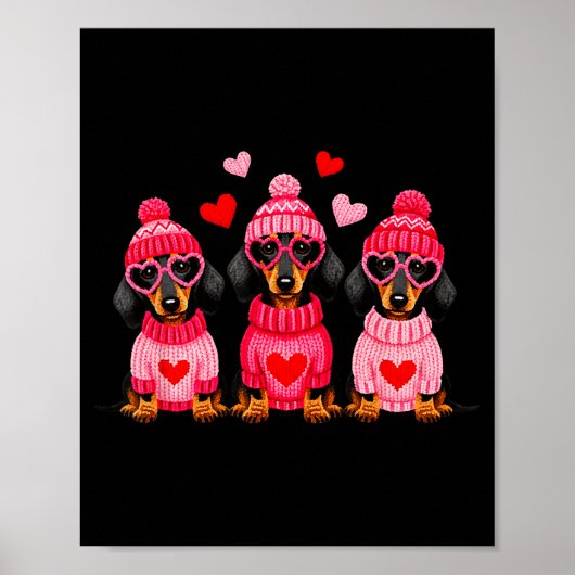 Valentine’s Day Dog Cute Dachshund Dogs For Dog Mo ポスター (正面)
