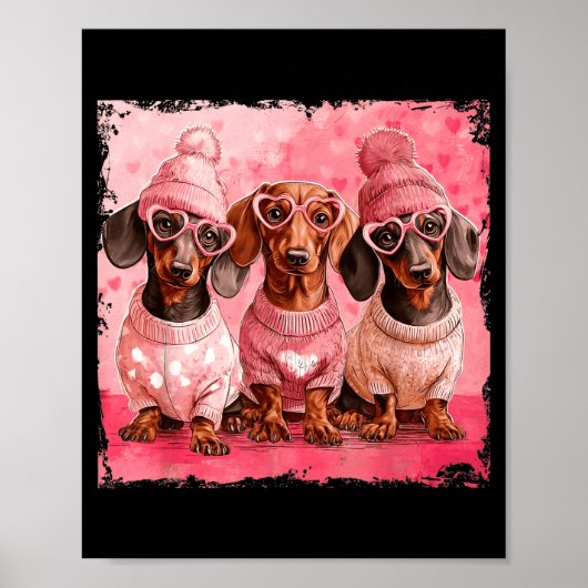 Valentine’s Day Dog Cute Dachshund Dogs For Dog Mo ポスター (正面)