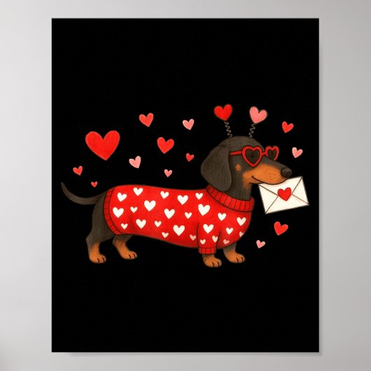 Valentine’s Day Dog Cute Dachshund Dogs For Dog Mo ポスター (正面)