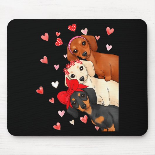 Valentine’s Day Dog Cute Dachshund Dogs For Dog Mo マウスパッド (正面)