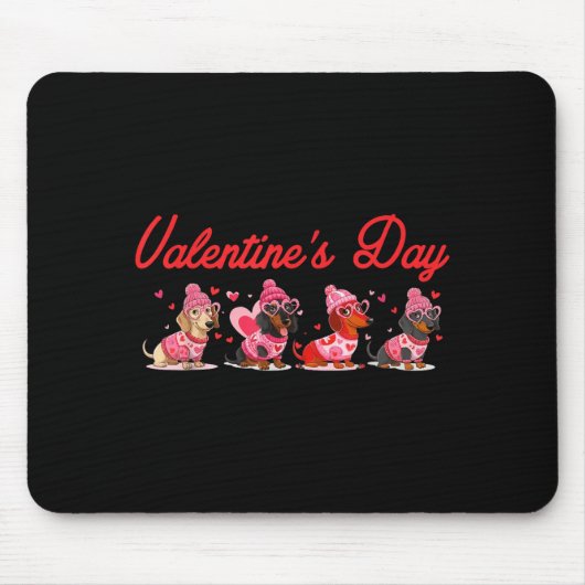 Valentine’s Day Dog Cute Dachshund Dogs For Dog Mo マウスパッド (正面)