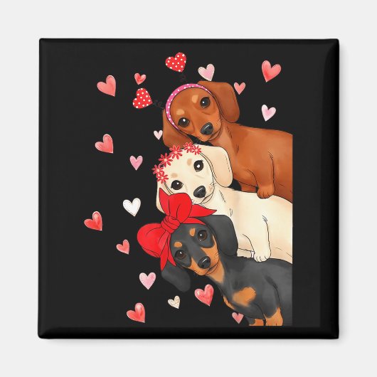 Valentine’s Day Dog Cute Dachshund Dogs For Dog Mo マグネット (正面)